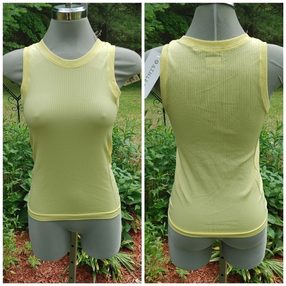 Athleta Renew Yellow Ribbed Tank Top Size XS